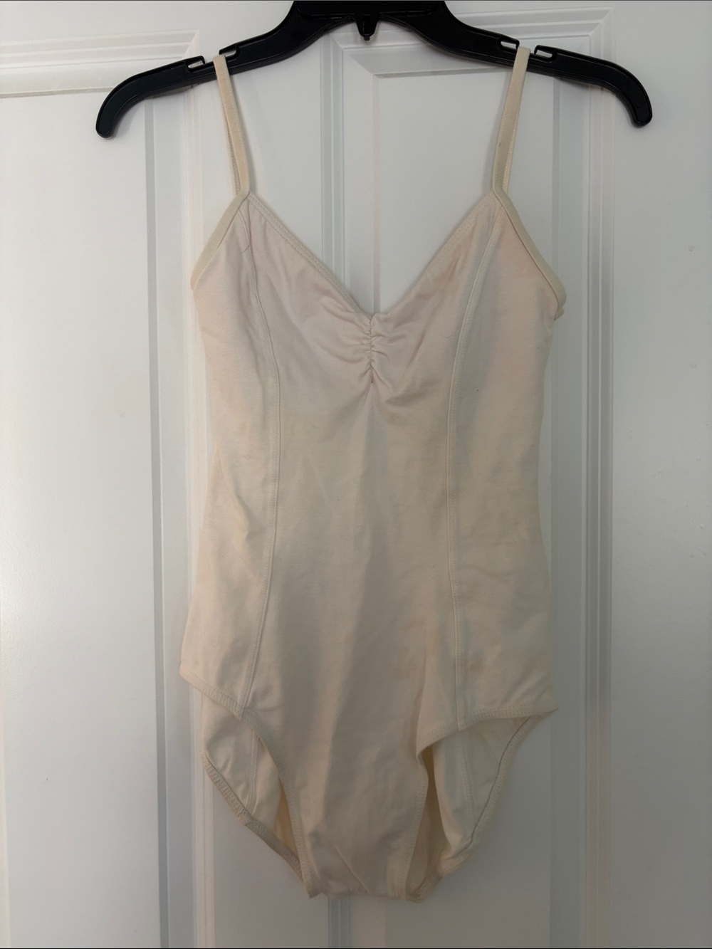 Mirella Cream Dance Leotard with Spaghetti Straps